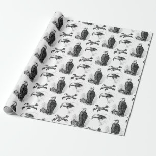 Papel De Presente Águia Balda com Beak e Claw Vintage Americano