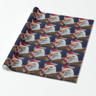 Papel De Presente Águia e Bandeira Americanas