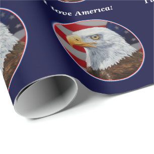 Papel De Presente Águia e Bandeira Americanas