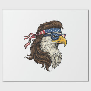 Papel De Presente Águia Patriótica Mullet Gravura Vintage Vetor De