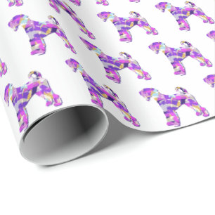 Papel De Presente Airedale Terrier Dog Silhouette Colorful Purple W