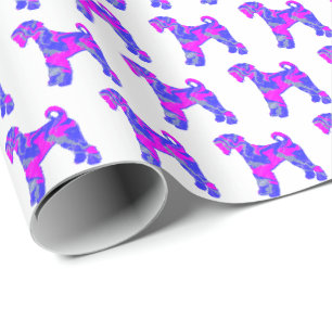Papel De Presente Airedale Terrier Dog Silhouette P&B White Gift