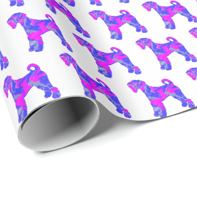 Papel De Presente Airedale Terrier Dog Silhouette P&B White Gift (Ponta do rolo)