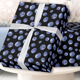 Papel De Presente Airelas com Aquarela Padrão Azul Preto