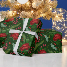 Papel De Presente Airelas de rosa de cor aquosa de ouro leguminosas