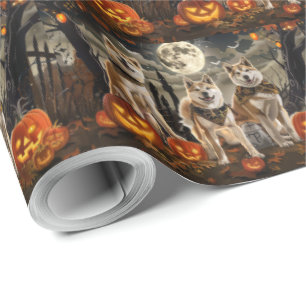 Papel De Presente Akita Halloween Assustador