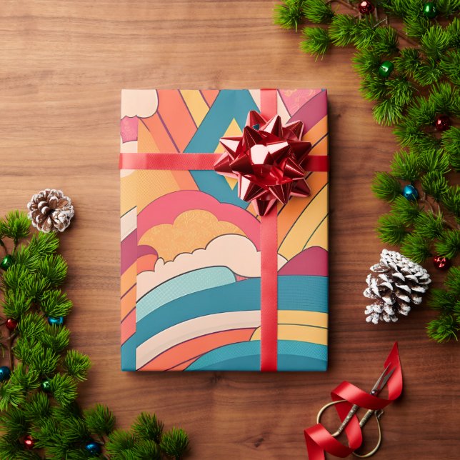 Papel De Presente Albertonectes Rainbow - Padrão Colorido (Presente de Natal)