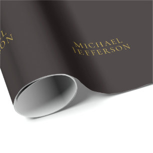 Papel De Presente Alcaçuz Preto Dourado Minimalista Simples Moderno 