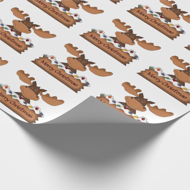 Papel De Presente Alces do Feliz Natal com luzes de Natal (Ponta)