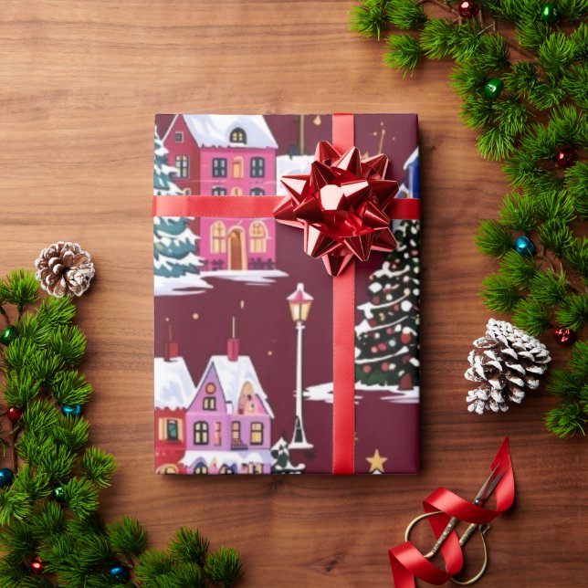 Papel De Presente Aldeia de Férias (Presente de Natal)