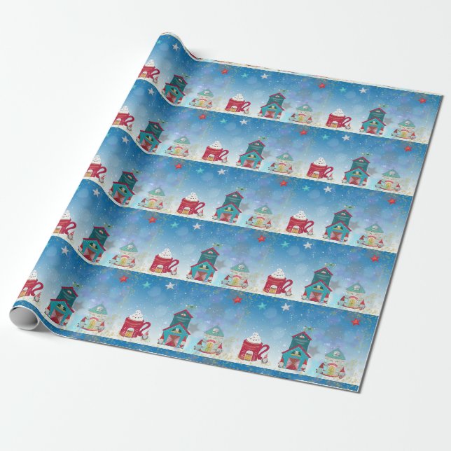 Papel De Presente Aldeia de Férias do Inverno (Desenrolado)