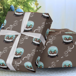 Papel De Presente Aldeia de Inverno Bola de Neve de Vidro Natal Neva