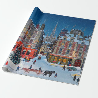 Papel De Presente Aldeia de natais vintages