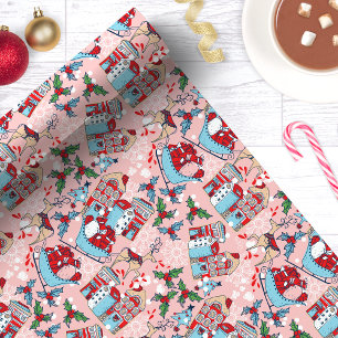 Papel De Presente Aldeia de Natal do Rena Rosa