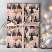 Aldeia de Natal Elegante, Rosa e Negro
