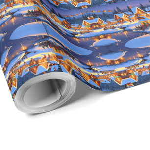 Papel De Presente Aldeia Encantadora coberta por neve Wonderland de