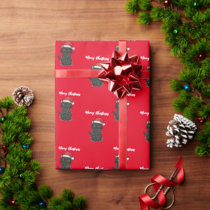 Papel De Presente Alegre e Brilhante gato Natal gatinho neve inverno