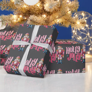 Papel De Presente Alegre Quebra-Nozes Natal Coquette Préppy
