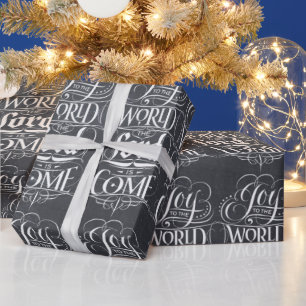 Papel De Presente Alegria à Caligrafia do Natal do World Chalk Reli
