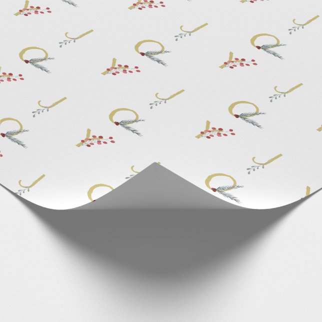 Papel De Presente Alegria de Férias Botânica Rústico Dourado Minimal (Ponta)