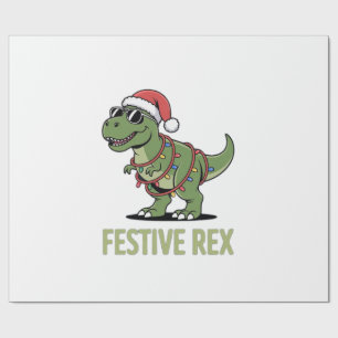 Papel De Presente Alegria de Férias do Dinossauro Rex Festivo