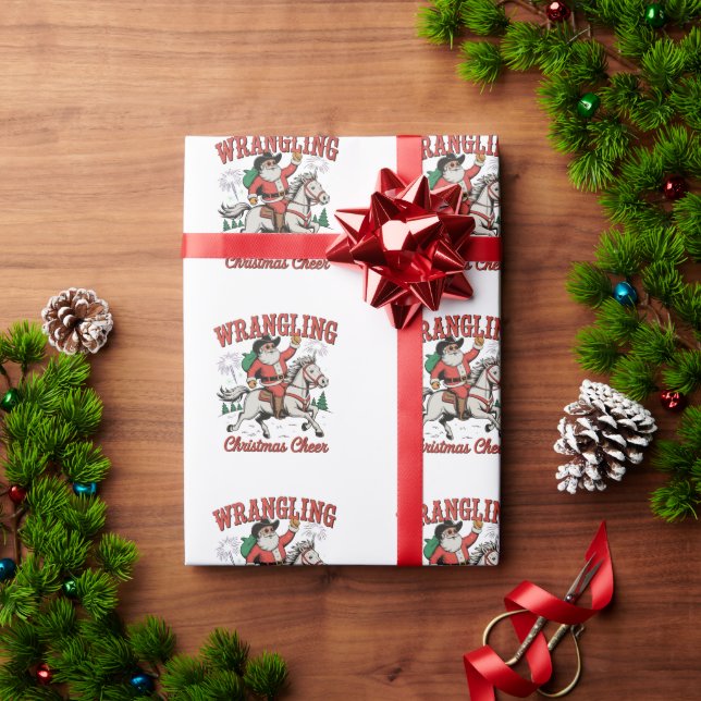 Papel De Presente Alegria de Natal Cowboys Santa País (Presente de Natal)