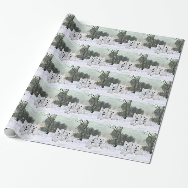 Papel De Presente Alegria de Natal dos Westies (Desenrolado)