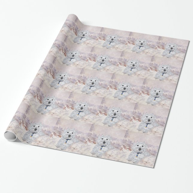 Papel De Presente Alegria de Natal Westie (Desenrolado)