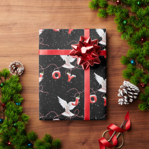 Papel De Presente Alegria e Pomba em Preto