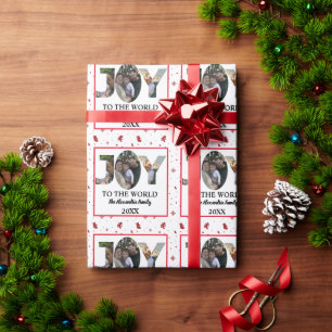 Papel De Presente Alegria personalizada de três imagens de colagem p
