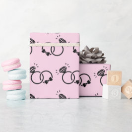 Papel De Presente Aleitinhos Anéis de Noiva Rosa Claro Seamless