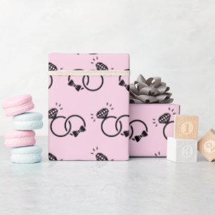 Papel De Presente Aleitinhos Anéis de Noiva Rosa Claro Seamless
