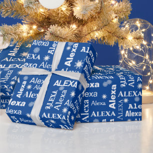 Papel De Presente Alexa Custom Name with Snowflakes