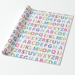 Papel De Presente Alfabeto Bonito Arco-íris