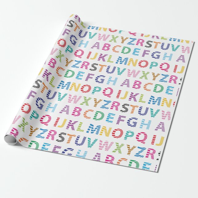 Papel De Presente Alfabeto Bonito Arco-íris (Desenrolado)