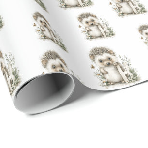 Papel De Presente Alfabeto de Animais Bebês Adoráveis em Aquarela Ou