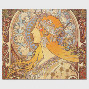 Papel De Presente Alfonse Mucha Zodiac Art Nouveau Mulher