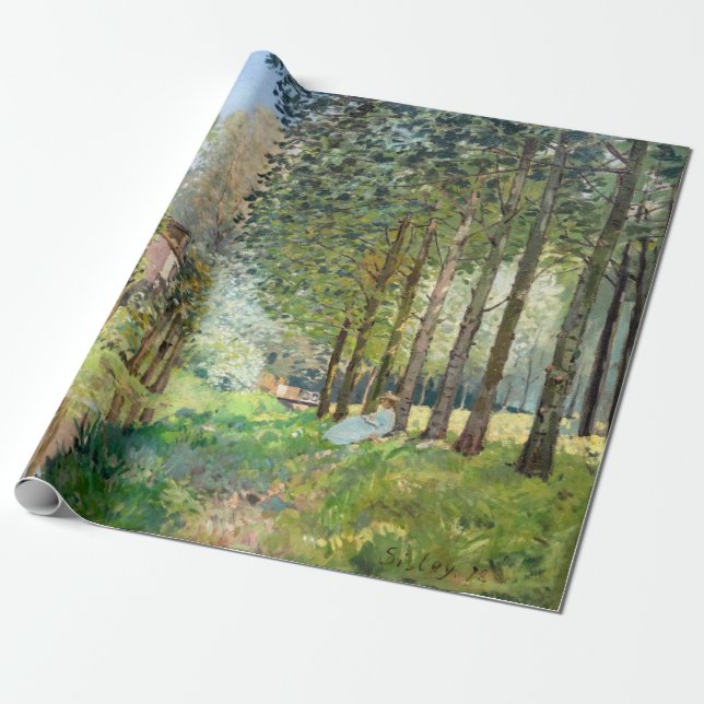 Papel De Presente Alfred Sisley - Descanso ao longo do Córrego (Desenrolado)