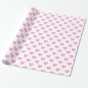 Papel De Presente Algodão Candy Polka cor-de-rosa com coração bra