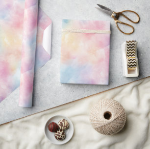 Papel De Presente Algodão Doce Rosa Azul Amarelo Aniversário