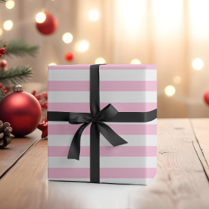 Papel De Presente Algodão Doce Rosa Branco Listrado Horizontal Largo