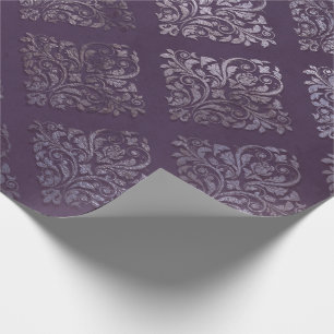 Papel De Presente Algodão Floral Roxo-Roxo Com Distúrbios Damásticos