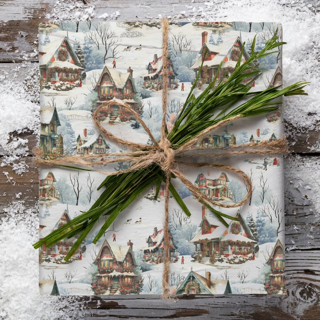Papel De Presente Algodão Vitoriano Quaint Russo Coberto De Neve (Criador carregado)
