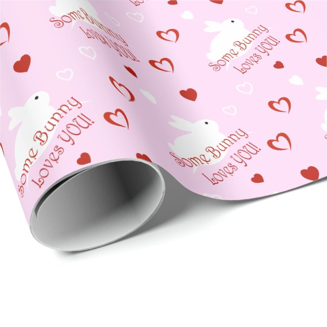 Papel De Presente Algum Coelhinho Ama Você! Embrulho de Presente do  (Ponta do rolo)