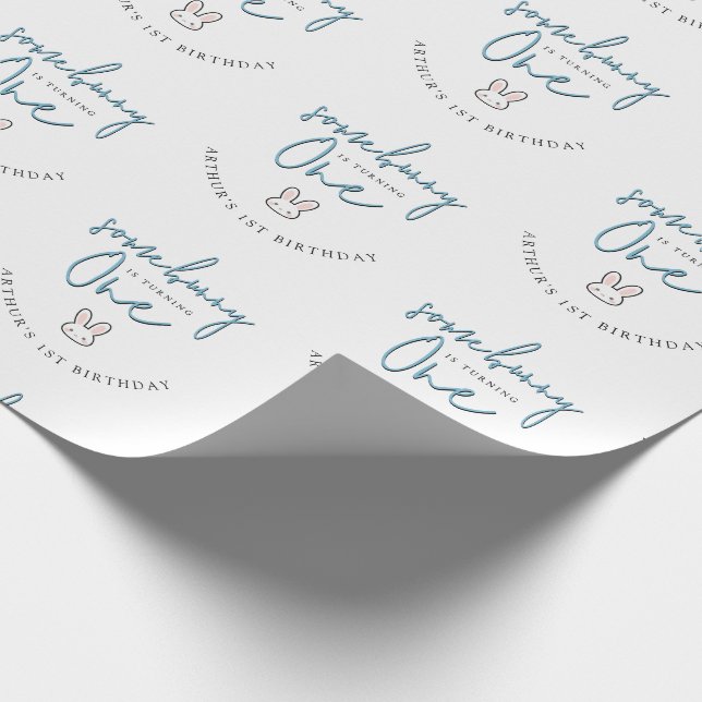 Papel De Presente Algum coelho está fazendo um 1º aniversário (Ponta)