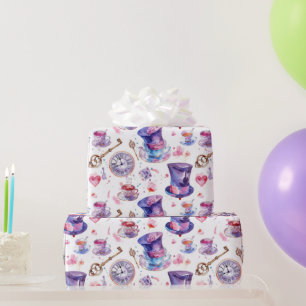 Papel De Presente Alice de Watercolor Lewis Carroll no País das Mara