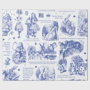 Papel De Presente Alice no País das Maravilhas - Citações Azuis