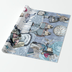 Papel De Presente Alice no País das Maravilhas de Gelo Azul