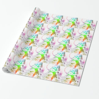 Papel De Presente Alice psicadélico com flamingo colorido
