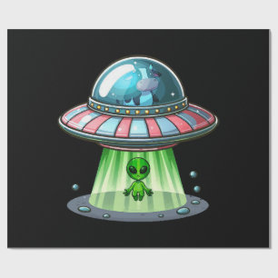 Papel De Presente Alienígena Abduzindo Vaca